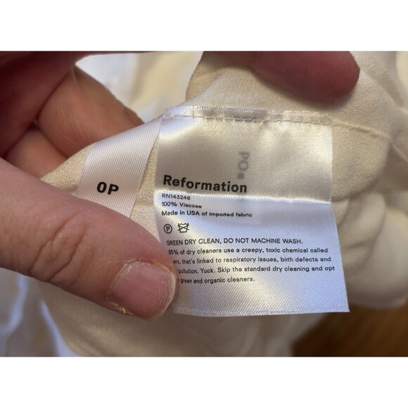 NWT Reformation Ginny Dress Ivory Midi Lace V Neck Button Up Size 0 P Petite - Picture 7 of 8